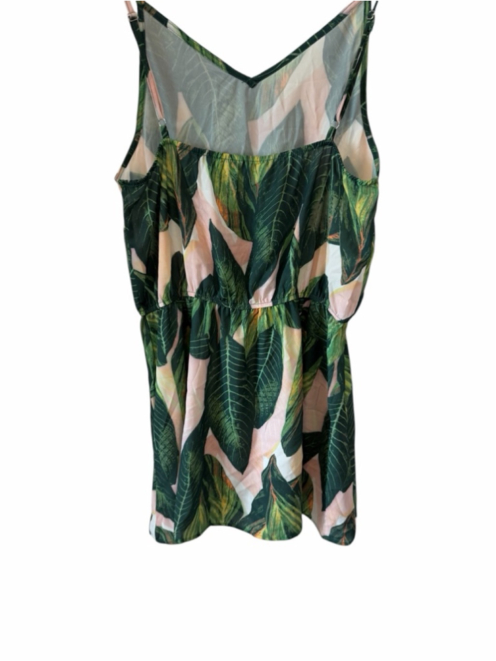Cupshe Tropical Leaf Print Mini Dress Spaghetti Strap Flowy Summer - Picture 7 of 11